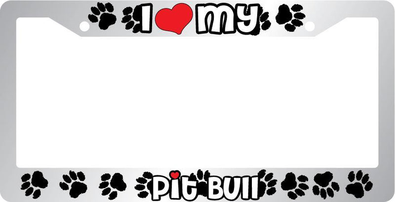 Chrome License Plate Frame I Heart My Pit Bull Auto Accessory Peticular  Mod-GRAPH9856236-6624