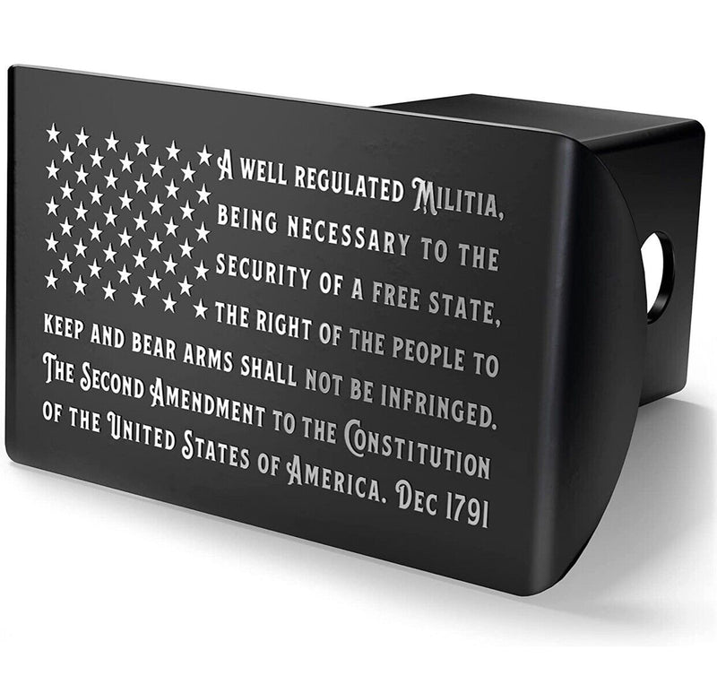 2A U.S.A. American Flag Black & Chrome Metal Trailer Hitch Cover 2” Receiver