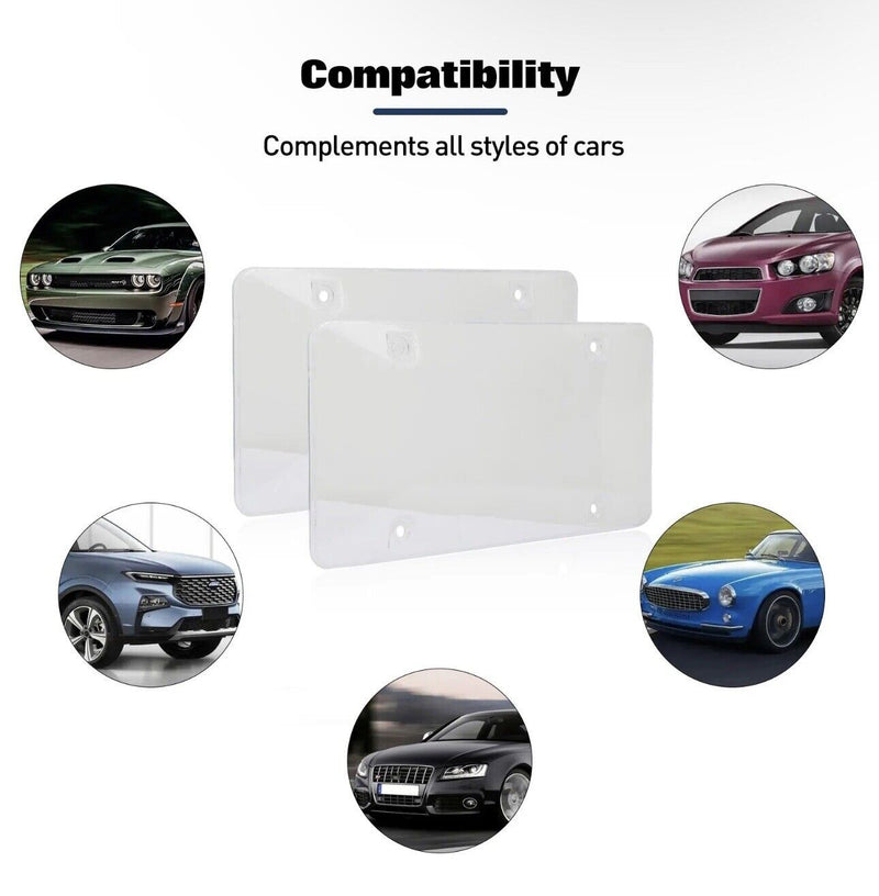 License Plates Shields 2 Pack Frame Covers Clear Bubble Protector For US Plate v1