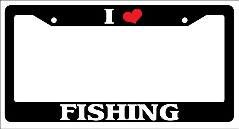 Black License Plate Frame "I Heart Fishing" Auto Accessory Novelty  Mod-GRAPH9856236-3721