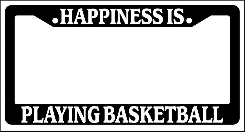 Black License Plate Frame Happiness Is... Playing Basketball Auto Accessory  Mod-GRAPH9856236-816