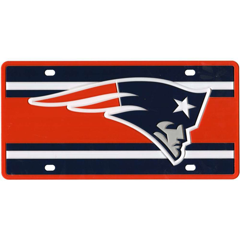 NFL New England Patriots Full Color Super Stripe Inlay License Plate