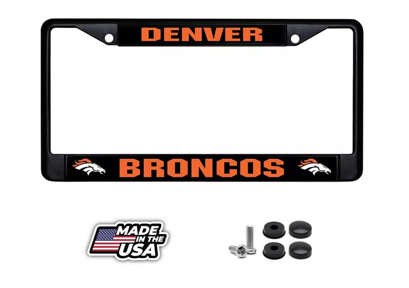 Denver Broncos Authentic Metal BLACK License Plate Frame Auto Truck Car NWT