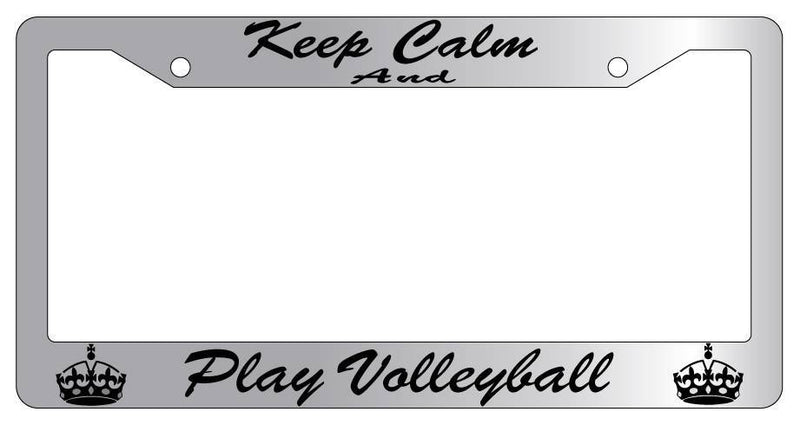 Chrome License Plate Frame KEEP CALM AND PLAY VOLLEYBALL(CURSIVE) Auto  Mod-GRAPH9856236-5305