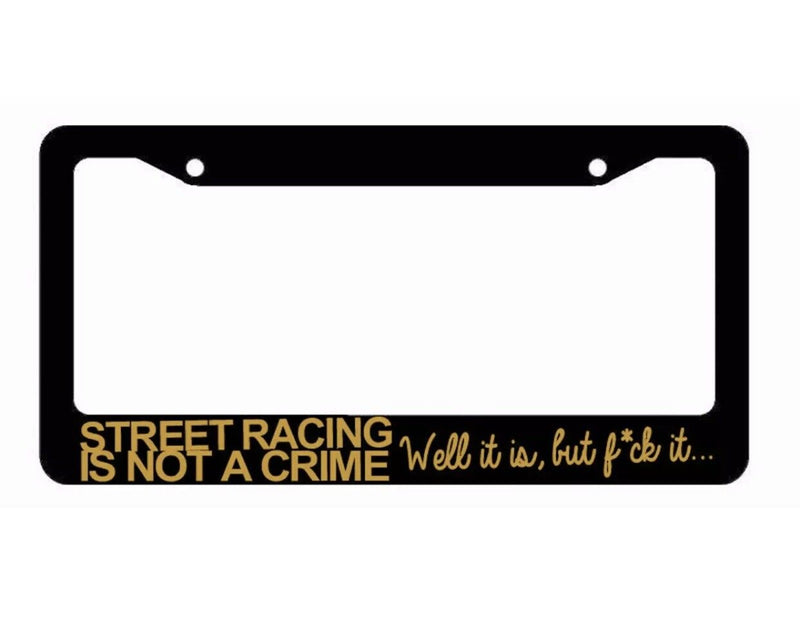 JDM Street Racing Tuner Drifting Funny Black License Plate Frame Gold Art
