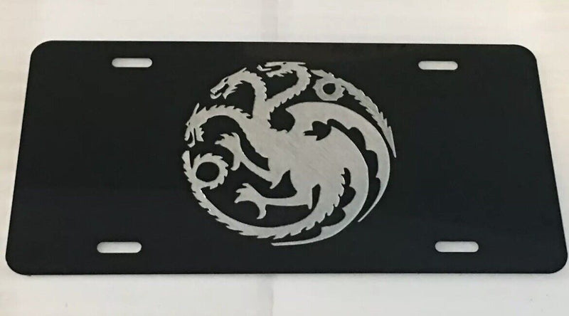 TARGARYEN DRAGON LOGO Car Tag Diamond Etched on Aluminum License Plate