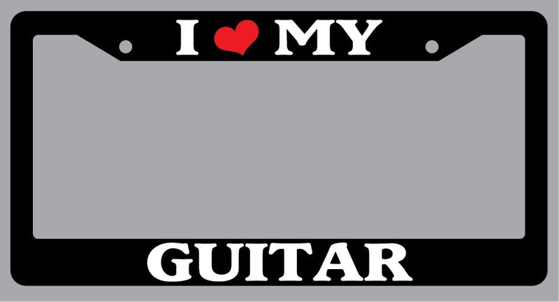 Black License Plate Frame "I Heart My Guitar" Auto Accessory Novelty  Mod-GRAPH9856236-1531