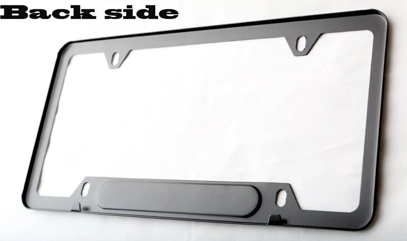 Black Stainless Steel License Plate Frame with Real Carbon Fiber Insert