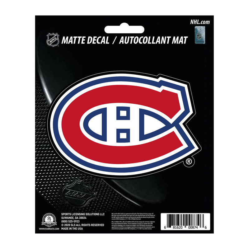 NHL Montreal Canadiens Decal Matte 5"X6.25" Auto Boat Cooler Luggage