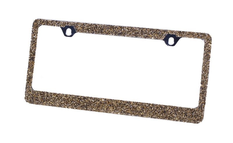 Rocking Bling Crystal Diamond Rhinestone License Plate Frame Gold