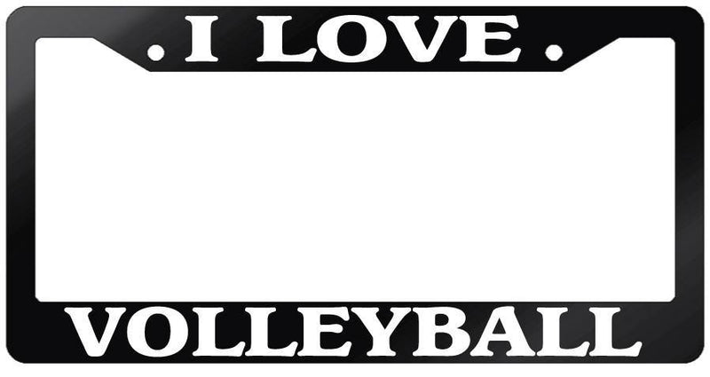 Glossy Black License Plate Frame I LOVE VOLLEYBALL Auto Accessory  Mod-GRAPH9856236-7543