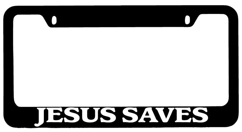 Jesus Saves Black METAL License Plate Frame  Mod-GRAPH9856236-9805