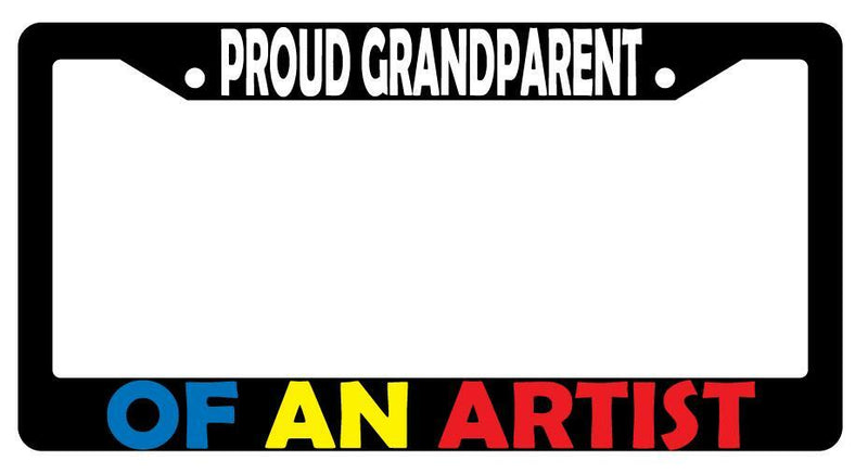 Proud Grandparent Of An Athlete (Football) Black Plastic License Plate Frame  Mod-GRAPH9856236-3114