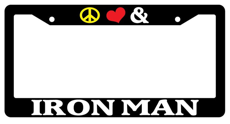 Black License Plate Frame Peace Love And Iron Man Auto Accessory Novelty 36  Mod-GRAPH9856236-2284