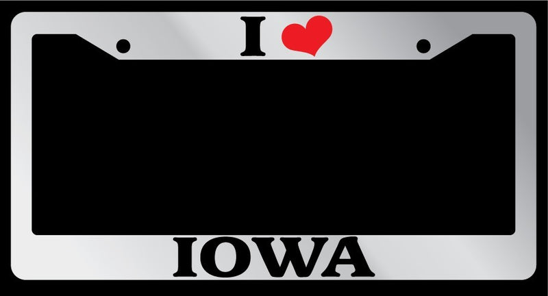 Chrome License Plate Frame "I Heart Iowa" Auto Accessory 1482  Mod-GRAPH9856236-4418