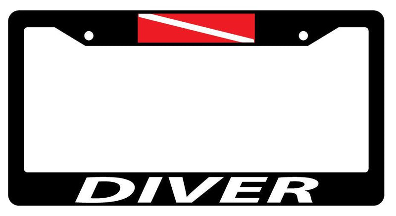 Black License Plate Frame DIVER w/FLAG LOGO Auto Accessory  Mod-GRAPH9856236-3888