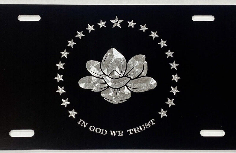 Engraved Mississippi New Flag Diamond Etched License Plate Metal Car Tag