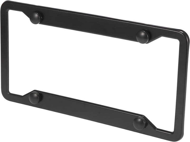 4 Holes Heavy Duty Matte Black Stainless Steel License Plate Frame + Hardware