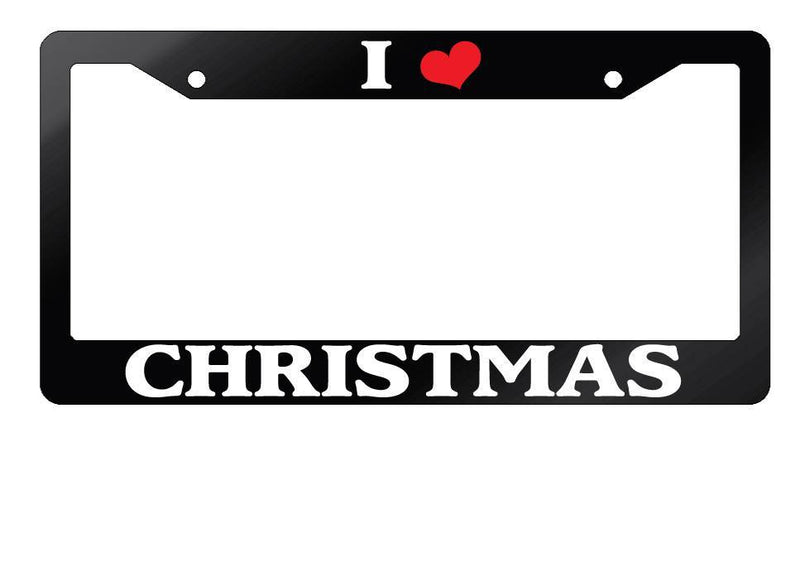Glossy Black License Plate Frame I HEART CHRISTMAS Auto Accessory  Mod-GRAPH9856236-7548