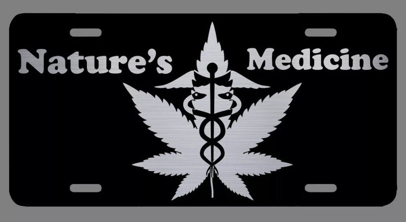 Cannabis Pot Marijuana Weed Laser Etched Metal License Plate CBD Medical Gifts