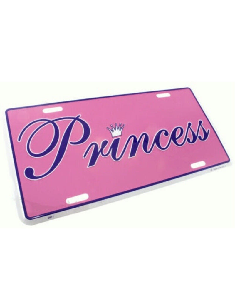 NEW!!! PRINCESS LICENSE PLATE ALUMINUM STAMPED EMBOSSED METAL Purple/Pink TAG