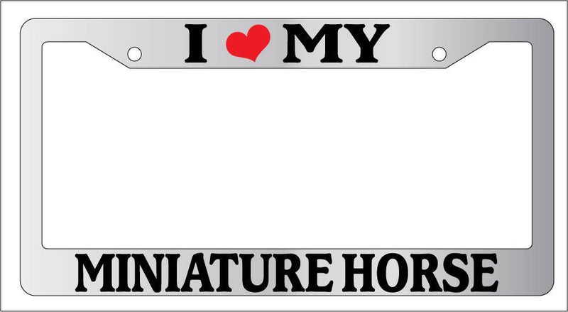 Chrome License Plate Frame I Heart My Miniture Horse Auto Accessory Novelty  Mod-GRAPH9856236-5324