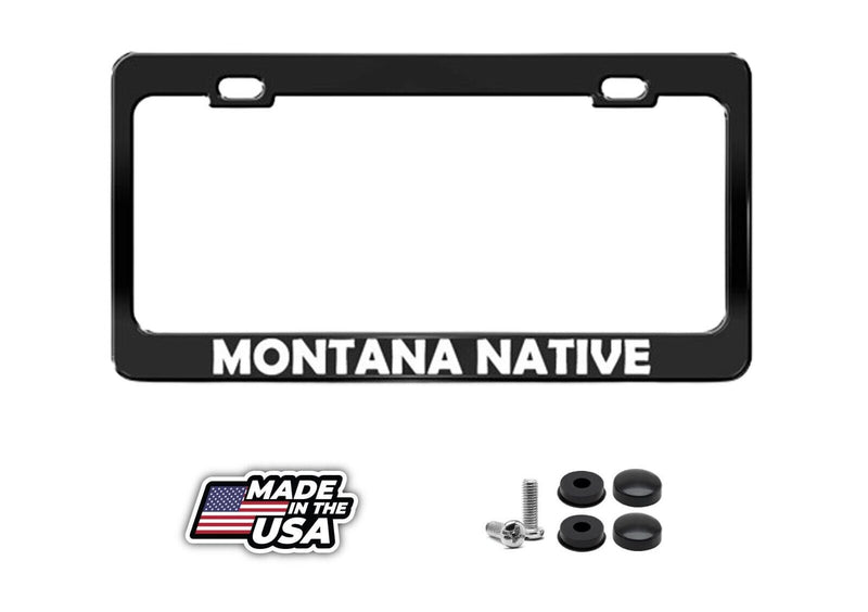 Metal License Plate Frame Montana Native Car Accessories Black