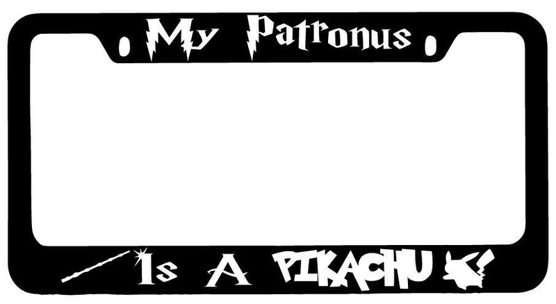 My Patronus Is A For Pikachu Black METAL License Plate Frame Auto For Harry Potter  Mod-GRAPH9856236-9765
