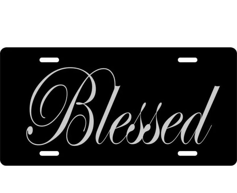 License Plate Blessed Auto Truck car tag Aluminum Black