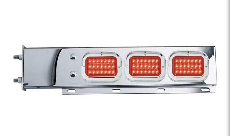 Stainless Mud Flap Hanger red Rectangular LED Lights Spring Load 2-1/2" spacing