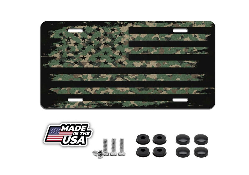 Camo flag aluminum vanity license plate car truck SUV tag