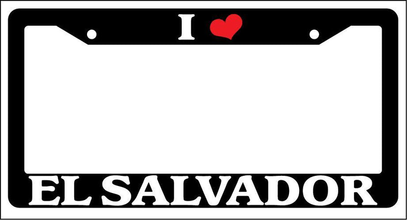 I Heart El Salvador Black Plastic License Plate Frame Auto  Mod-GRAPH9856236-10295