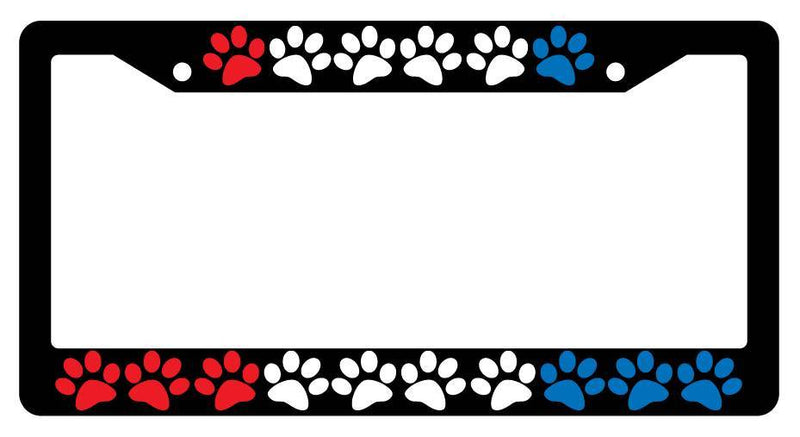 Black License Plate Frame PUPPY FEET (RED WHITE BLUE) Auto Accessory  Mod-GRAPH9856236-3863