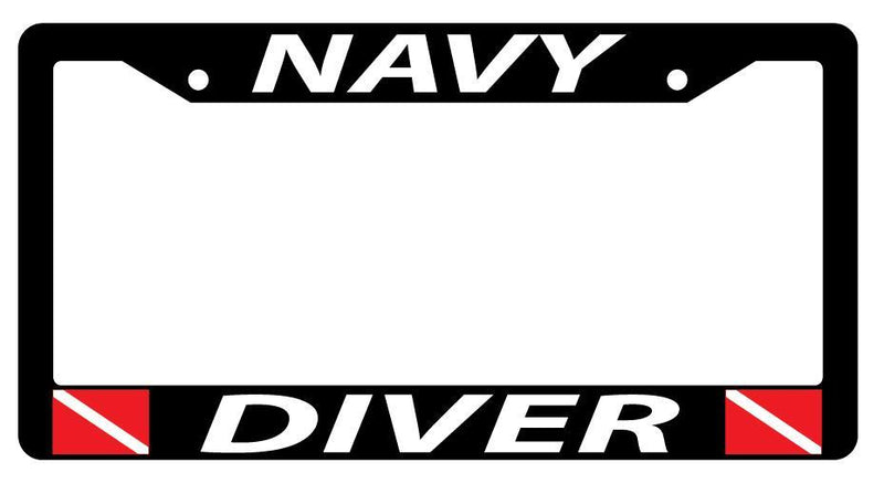 Black License Plate Frame NAVY DIVER w/FLAGS Auto Accessory  Mod-GRAPH9856236-1112