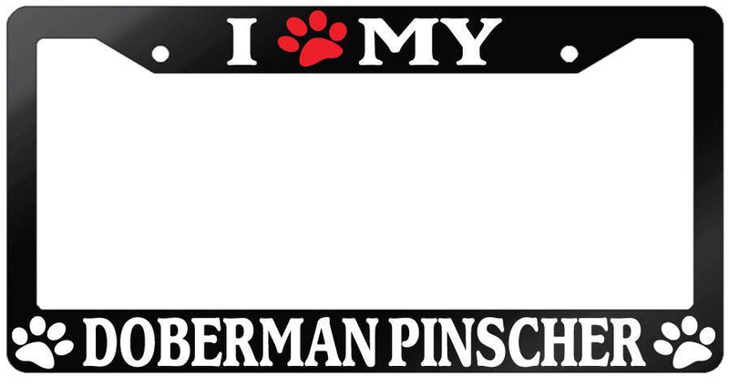 Glossy Black License Plate Frame I (PAW) MY DOBERMAN PINSCHER Auto Accessory 383  Mod-GRAPH9856236-7090