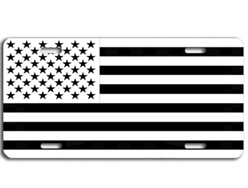 American flag black&white auto vehicle aluminum license plate car truck SUV tag
