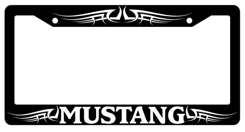 Black License Plate Frame MUSTANG TRIBAL 