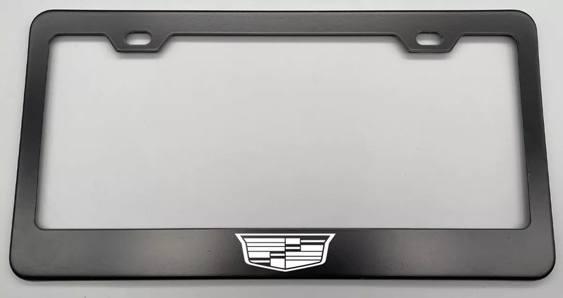 Laser Engraved Black License Plate Frame Stainless Steel fit cadillac