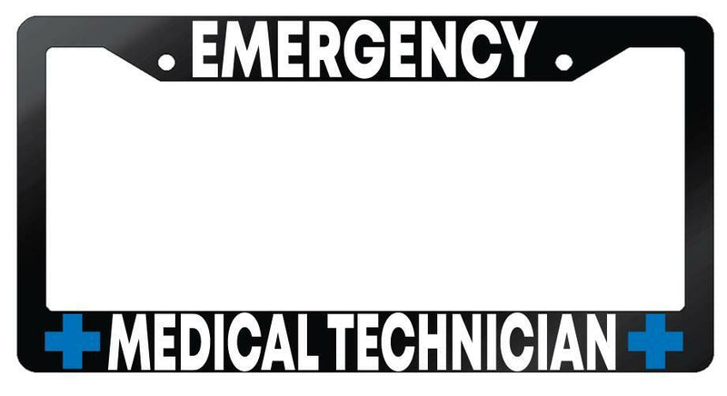 Emergency Medical Technician Glossy Black Plastic License Plate Frame  Mod-GRAPH9856236-7005