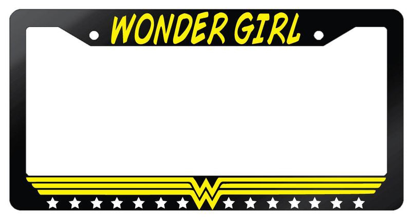 Wondergirl (Design 1) Glossy Black Plastic License Plate Frame DC  Mod-GRAPH9856236-7237