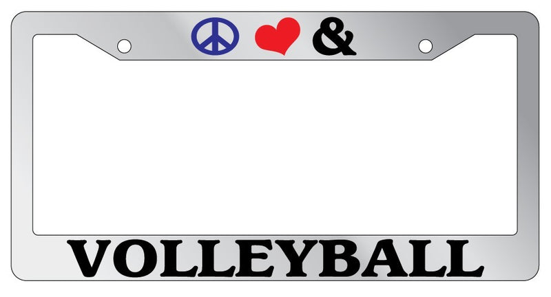 Chrome METAL License Plate Frame PEACE LOVE AND VOLLEYBALL Auto Accessory  Mod-GRAPH9856236-9257