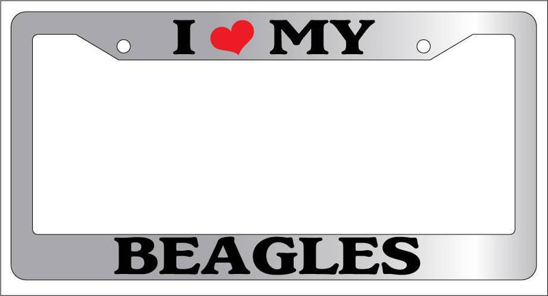 Chrome License Plate Frame I Heart My Beagles Auto Accessory Novelty 274  Mod-GRAPH9856236-5497
