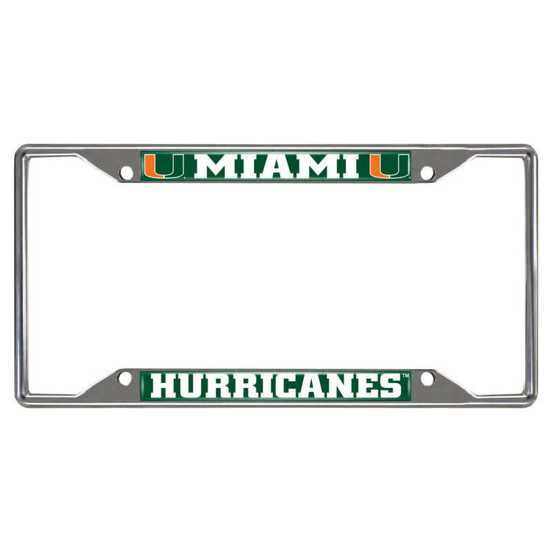 NCAA Miami Hurricanes Chrome Metal License Plate Frame