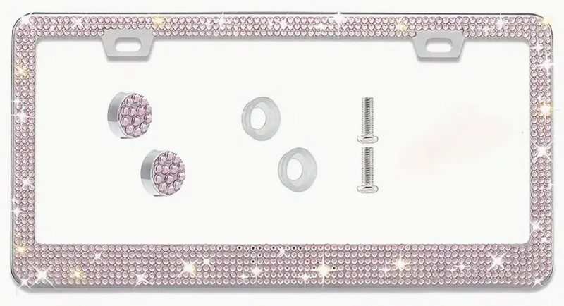 Unbreakable Bling License Plate Frame Glitter Crystal Sparkling Rhinestone Tag