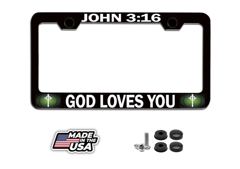 JOHN 3 16 GOD LOVES YOU Christianity Steel License Plate Frame Car SUV
