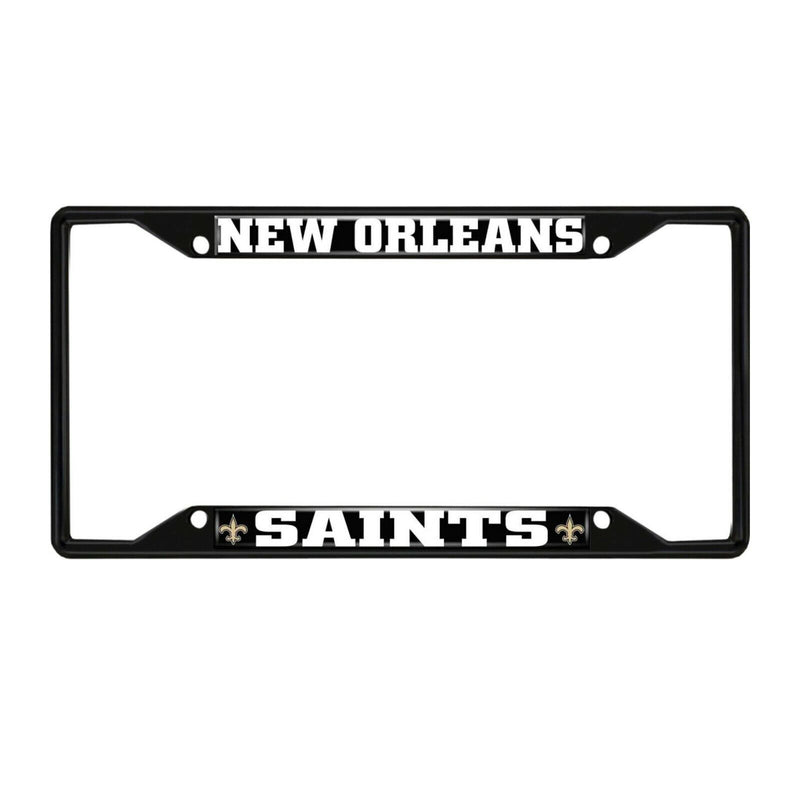 NFL New Orleans Saints Black Metal License Plate Frame