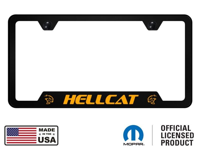 Mopar Hellcat Polycarbonate Notched License Plate Frame - Orange