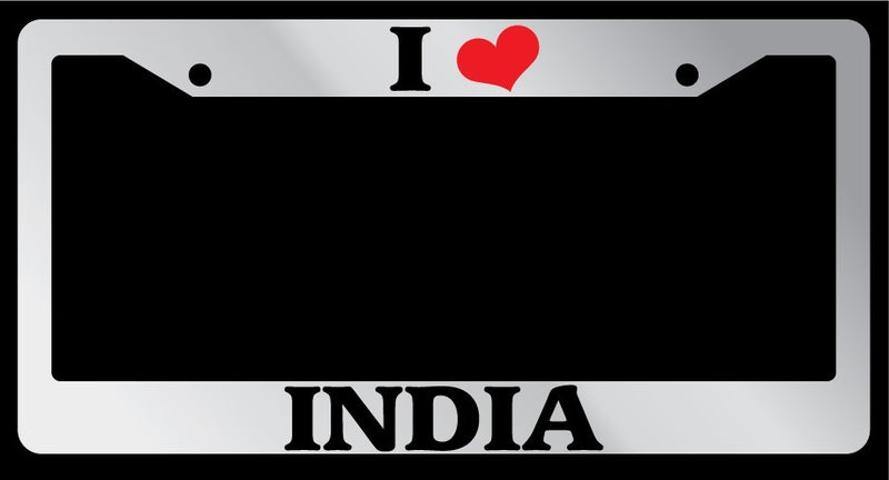 Chrome License Plate Frame I Heart India Auto Accessory 1368  Mod-GRAPH9856236-4415