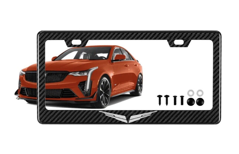 Blackwing V-Series Reflective WHITE TRUE Carbon Fiber License Plate Frame