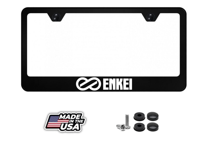 ENKEI License Plate Frame ; Reflective White ; Wheels ; Street Racing